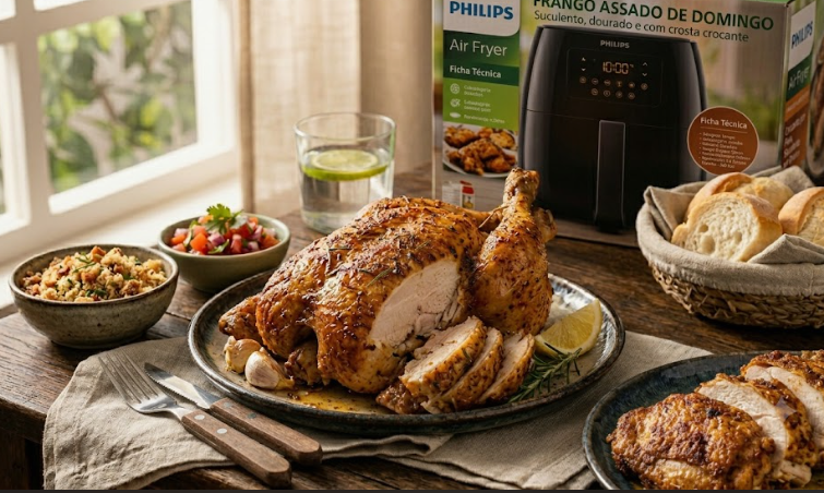 Frango Assado de Domingo – Suculento, Dourado e com Crosta Crocante