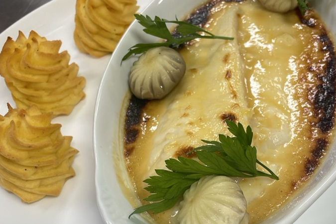 Peixe Poché, Molho Bonne Femme e Batata Duchesse