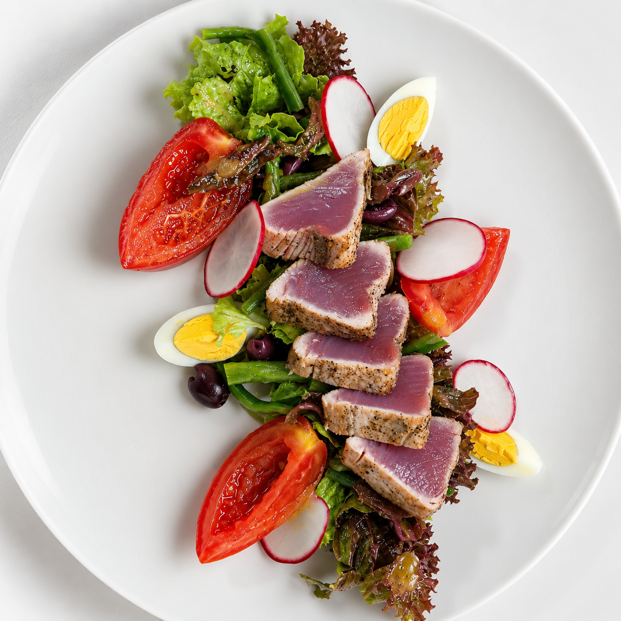 Salada Niçoise com Macedônia de Legumes e Maionese Clássica